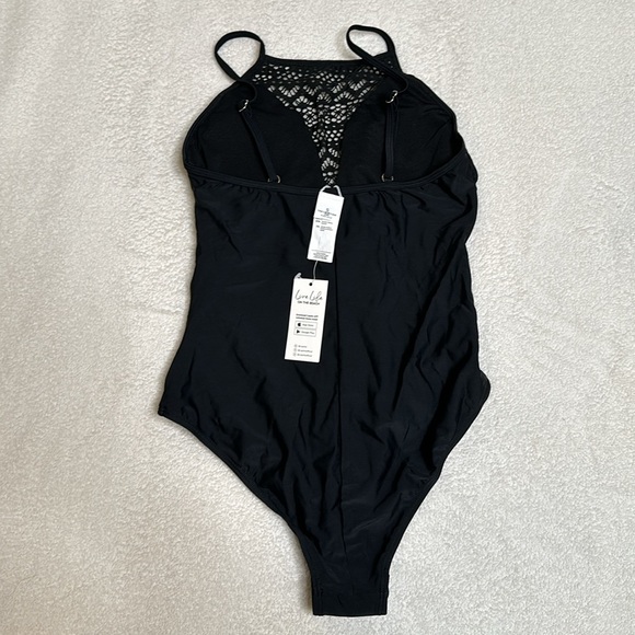Women's Cupshe Crochet High Neck One Piece Swimsuit in black Sz Small - Picture 4 of 7